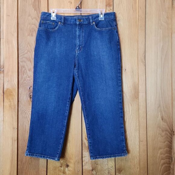 Ralph Lauren Jeans Co Cropped Capri Jeans, Size 12, Medium Blue Wash Denim - Picture 1 of 15